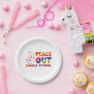 Assiettes En Carton Peace Out Middle School Tie Dye Dernier Day Of Sch