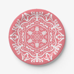 Assiettes En Carton Peach Mandala