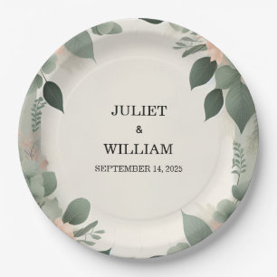 Assiettes En Carton Peach Peach Mint Moss Sage Green Mariage