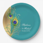 Peacock moderne plumes Faux Jewel Scroll Mariage