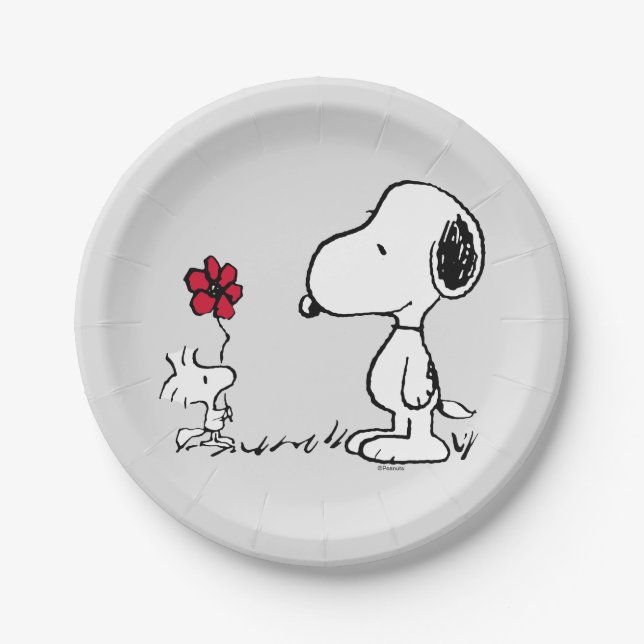 Assiettes En Carton Peanuts | Snoopy & Woodstock Red & Black (Devant)