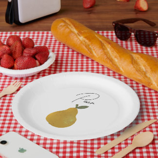 Assiettes En Carton Pear Fruit Illustration 