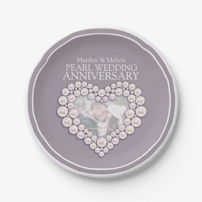 Assiettes En Carton Pearl mariage anniversaire de photo plaque de papi (Devant)