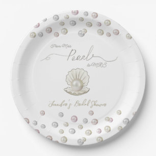 Assiettes En Carton Pearl & Shell Pearlcore Mlle à MRS Fête des mariée