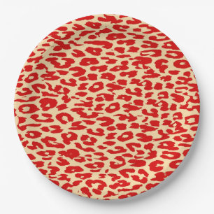 Assiettes En Carton Peau Empreinte de léopard couleur rétro #53