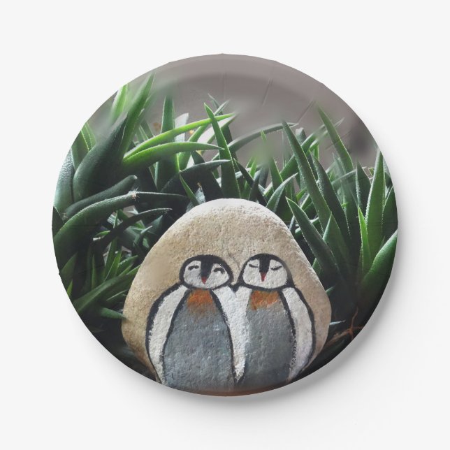 Assiettes En Carton Pebguins Pierre Plante Plaques de papier photo 7 p (Devant)