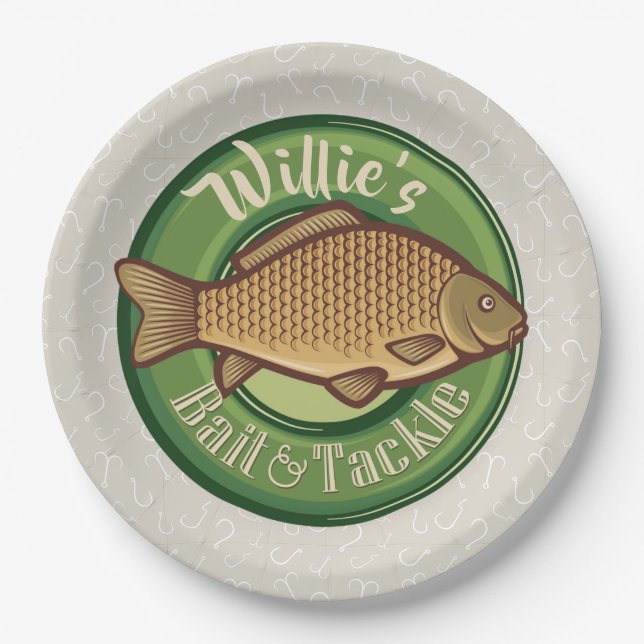 Assiettes En Carton Pêche à la ligne personnalisée (Devant)