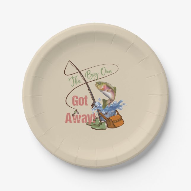 Assiettes En Carton Pêche de truite arc-en-ciel - la grande partie (Devant)