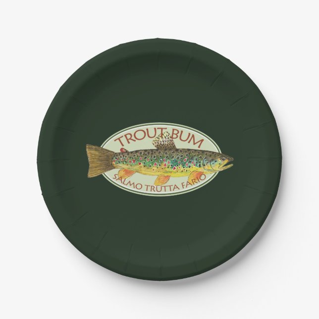 Assiettes En Carton Pêche drôle de truite - BON À RIEN de TRUITE - (Devant)