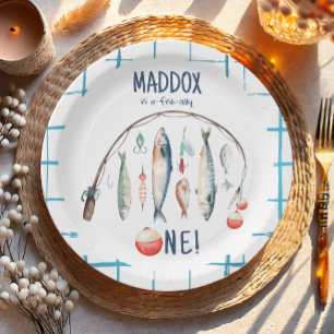 Assiettes En Carton Pêche O-Fish-Ally Le Big One Blue Boy Anniversaire