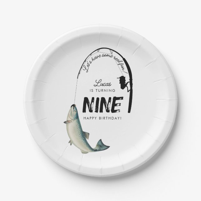 Assiettes En Carton Pêche Poisson Thème Reel Fun Anniversaire de enfan (Devant)
