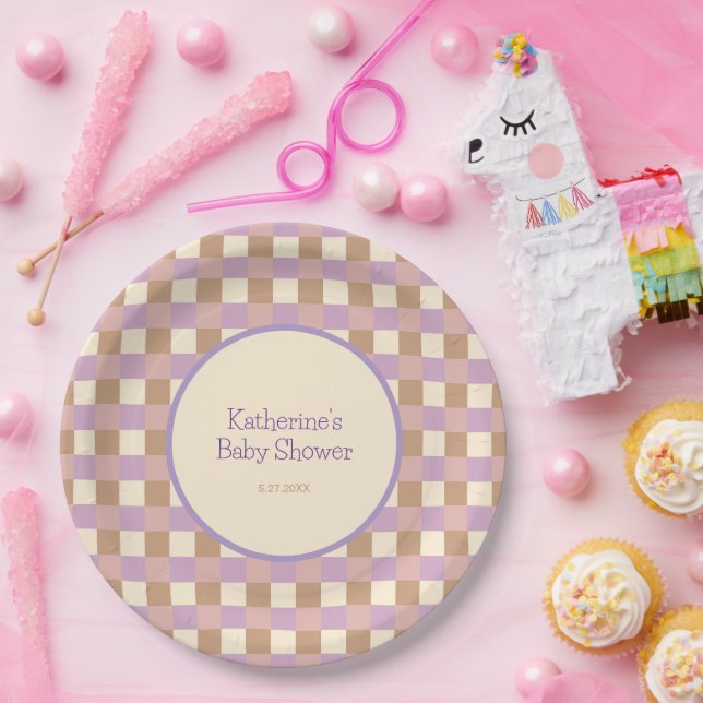 Assiettes En Carton Pêche poussiéreuse et lavande  (Fête)