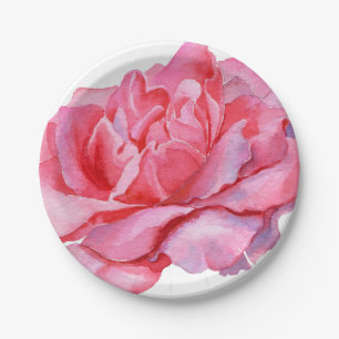 Assiettes En Carton Peine rose illustrée à la main