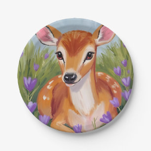Assiettes En Carton Peinture aquarelle d'un jeune cerf animal