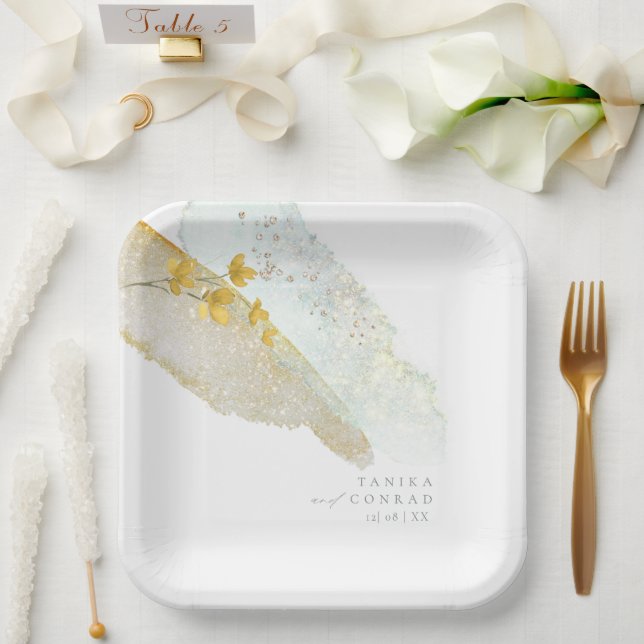 Assiettes En Carton Peinture aquarelle pour mariage aux fleurs sauvage (Mariage)