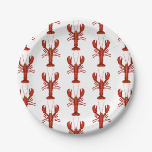 Assiettes En Carton Peinture de homard Motif nautique Côte