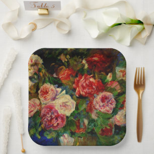 Assiettes En Carton Peinture de Pierre Renoir, Rose,