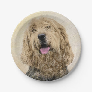Assiettes En Carton Peinture d'Otterhound - Joli art original de chien