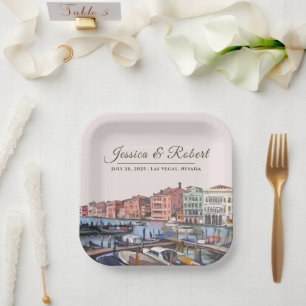 Assiettes En Carton Peinture du Grand Canal, Venise, Italie