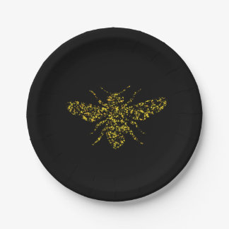 Assiettes En Carton Peinture éclaboussée abeille jaune
