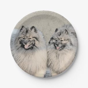 Assiettes En Carton Peinture Keeshond Brothers - Art Chien original