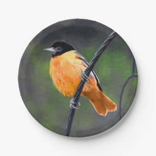 Assiettes En Carton Peinture Oriole - Art Oiseau Original
