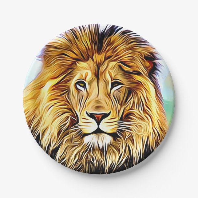 Assiettes En Carton Peinture principale de Digitals de lion (Devant)