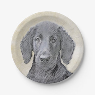 Assiettes En Carton Peinture Retriever à revêtement plat - Art Chien o