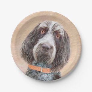 Assiettes En Carton Peinture Spinone Italiano - Belle Art Original Chi