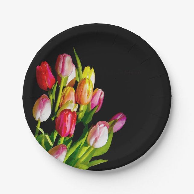 Assiettes En Carton Peinture Tulip - Art Fleur original (Devant)