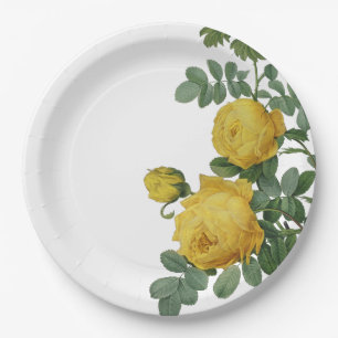 Assiettes En Carton Peinture vintage de rose jaune