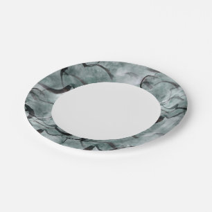 Assiettes En Carton peintures à la main noire et gris avant-gardiste