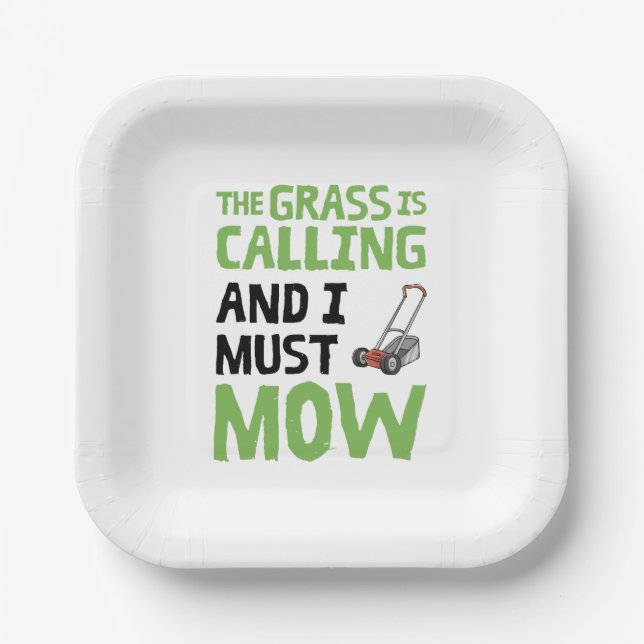 Assiettes En Carton Pelouse Mower - L'Herbe est appelé et je dois mow (Recto)