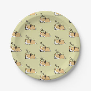 Assiettes En Carton Pembroke Welsh Corgi Amoureux du Chien Endormi ZZZ