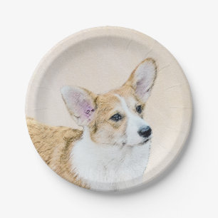 Assiettes En Carton Pembroke Welsh Corgi Peinture - Art Chien original