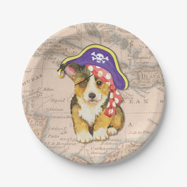 Assiettes En Carton Pembroke Welsh Corgi Pirate (Devant)