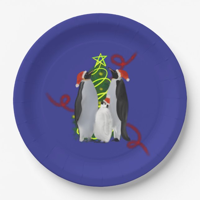 Assiettes En Carton Penguin Christmas (Devant)