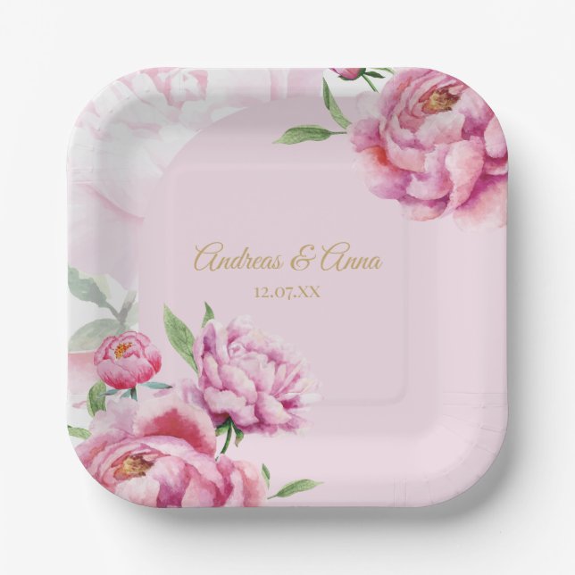 Assiettes En Carton Peony Wedding (Recto)
