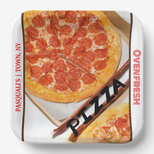 Assiettes En Carton Pepperoni fromage Pizza Restaurant NOM (Recto)