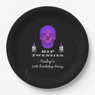 Assiettes En Carton PER 20s Années Crâne pourpre Gothique 30e annivers