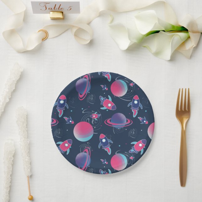 Assiettes En Carton Perdu dans la fête des enfants de l'espace (Mariage)
