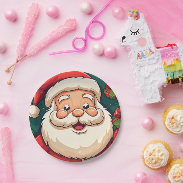 Assiettes En Carton Père Noël  (Fête)