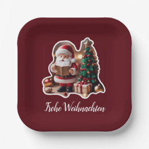 Assiettes En Carton Père Noël avec sapin en 3D -