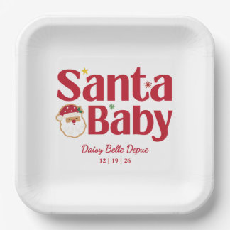 Assiettes En Carton Père Noël Baby Baby shower Rouge Et Vert