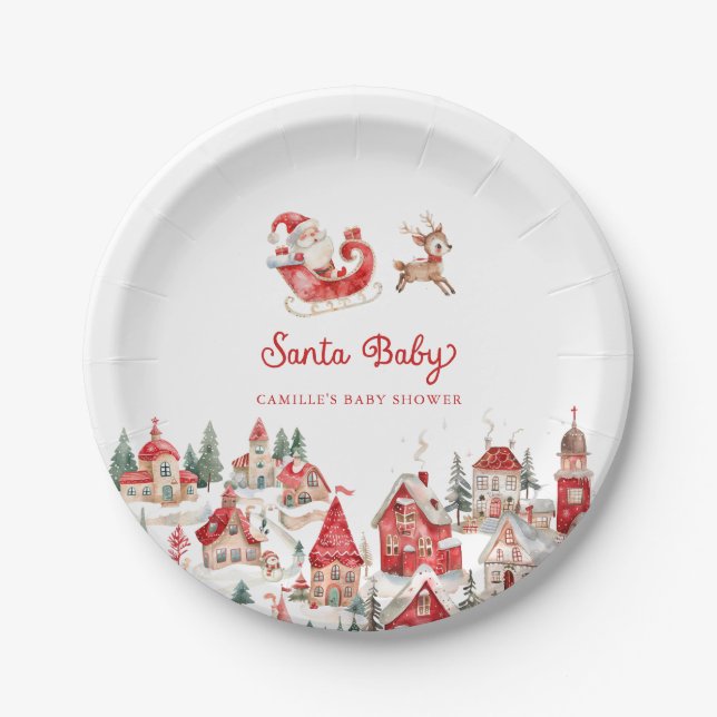 Assiettes En Carton Père Noël Baby Christmas Baby shower (Devant)