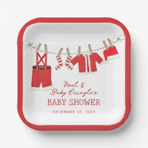 Assiettes En Carton Père Noël Baby Christmas Baby shower