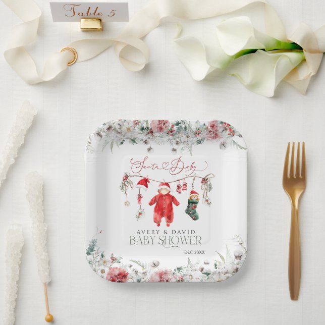 Assiettes En Carton Père Noël Baby Christmas Baby shower Bienvenue (Mariage)