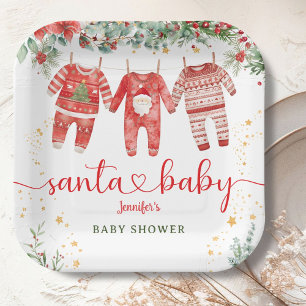 Assiettes En Carton Père Noël Baby shower Christmas Boy Paper
