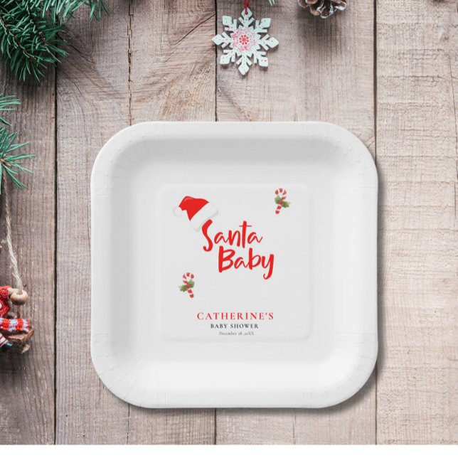 Assiettes En Carton Père Noël Baby Winter Baby shower (Créateur téléchargé)