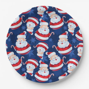 Assiettes En Carton Père Noël de Noël avec Sucre de canne et flocons d